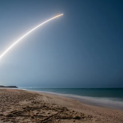 The launch of the “Okef 13” satellite from the Palmachim Airbase in central Israel on March 29, 2023. Credit: Israeli Ministry of Defense.