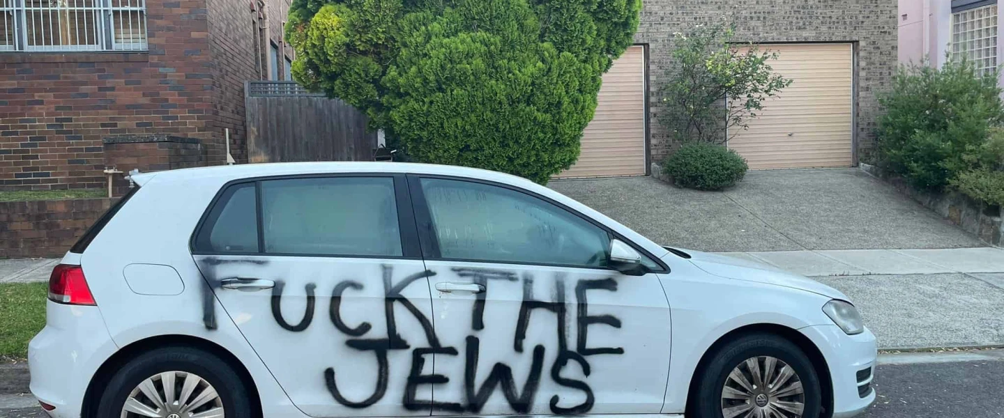 The aftermath of an antisemitic attack in Sydney, Australia, on Jan. 5, 2025. Photo courtesy of Alex Ryvchin/Executive Council of Australian Jewry.