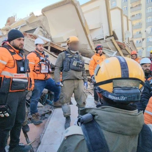 Israel Defense Forces and United Hatzalah rescue personnel in Gaziantep, Turkey, Feb. 8, 2023. Credit: United Hatzalah.