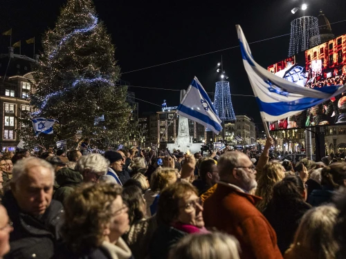 Participants of a rally against antisemitism and in support of Israel in Amsterdam, the Netherlands, on Dec. 17, 2025. Photo by André Dorst/Christenen voor Israel.