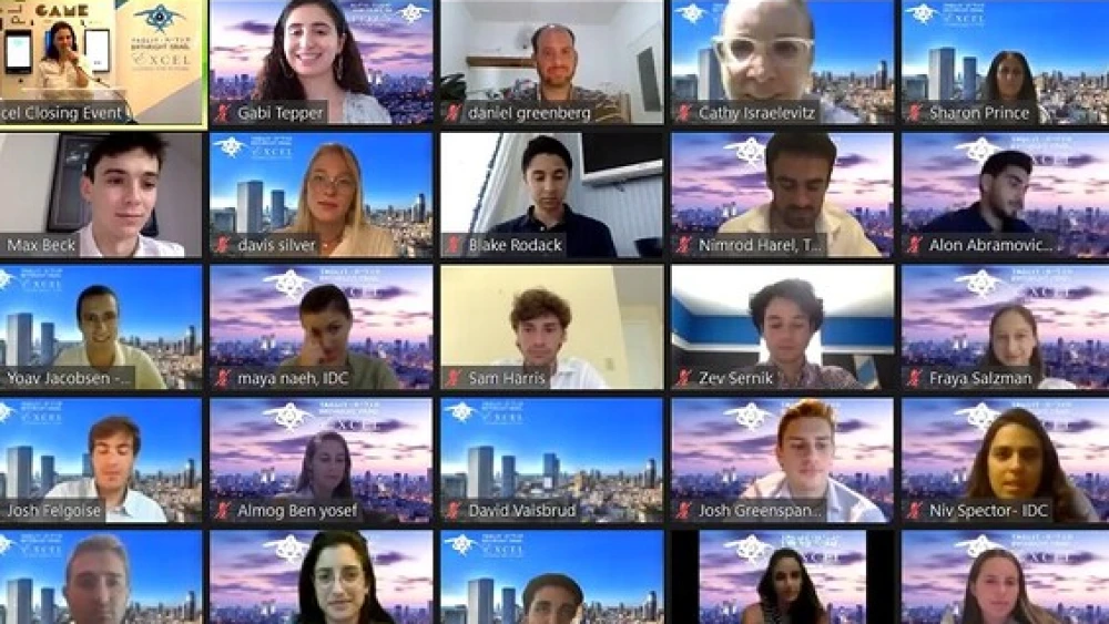 Participants in the Zoom graduation of the Birthright Excel 2020 summer program on Aug. 7, 2020. Credit: Israel Birthright.