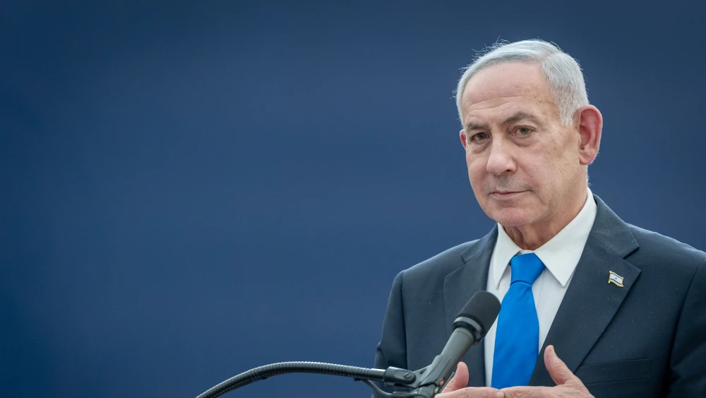 Israeli Prime Minister Benjamin Netanyahu attends a state ceremony reburying Shimon and Rivka Herzl, the grandparents of Theodor Herzl, founder of modern political Zionism, alongside their grandson on Mount Herzl, in Jerusalem, on Aug. 5, 2026. Photo by Chaim Goldberg/Flash90.