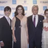 Actor Michael Douglas, actress Catherine Zeta-Jones and their children at the Red Carpet entrance to the Genesis Award ceremony at the Jerusalem Theater, the year Douglas was presented the award, June 18, 2015. Photo by Marc Israel Sellem/POOL.