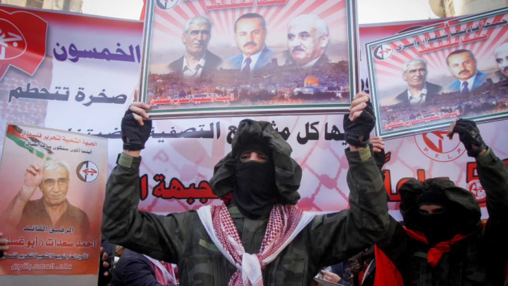 Popular Front for the Liberation of Palestine (PFLP) supporters seen during a rally marking the 52nd anniversary of its founding, in the West Bank city of Nablus, on Dec. 14, 2019. Photo by Nasser Ishtayeh/Flash90.
