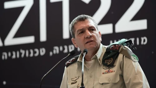 Commander of the IDF Military Intelligence Aharon Haliva speaks at a conference of the Gazit Institute in Tel Aviv, Nov. 5, 2022. Photo by Tomer Neuberg/Flash90.