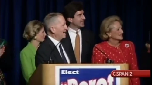 Ross Perot, a 1992 independent presidential candidate, delivers his concession speech on election night. Credit: Screenshot.
