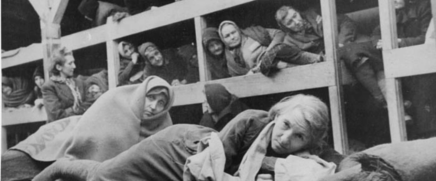 Women in the barracks of the newly liberated Auschwitz concentration camp, January 1945. Credit: United States Holocaust Memorial Museum, courtesy of National Archives and Records Administration, College Park, Md.