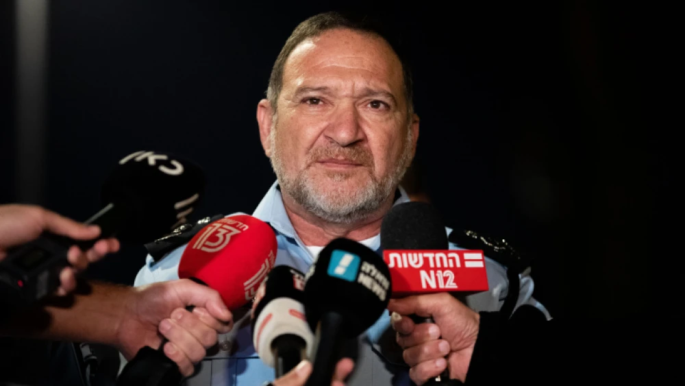 Israel's Police Commissioner Kobi Shabtai speaks to the press near the Damascus gate, April 24, 2021. Photo by Yonatan Sindel/Flash90.