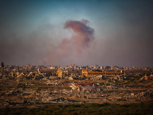 Smoke rises from an Israeli military operation in the northern Gaza Strip on May 21, 2025. Photo by Ali Hassan/Flash90.