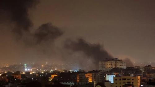 The Israel Defense Forces targets Hamas military assets in the Gaza Strip after Palestinian terrorists fire a rocket at the Jewish state, Feb. 2, 2023. Photo by Attia Muhammed/Flash90.