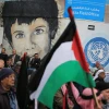 Palestinian supporters of Hamas protest against the U.S. Middle East peace plan front of the main headquarters the U.N. Relief and Works Agency (UNRWA) in Gaza City on Feb. 20, 2020. Photo by Ali Ahmed/Flash90.