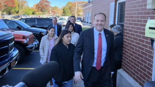 Rep. Lee Zeldin, the Jewish Republican challenger in New York's gubernatorial race, on Election Day in November 2022. Source: Twitter.