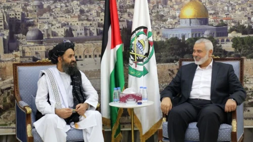Taliban leader Mullah Abdul Ghani Baradar and Hamas leader Ismail Haniyeh meet in Doha, Qatar, August 2021. Source: Hamas.