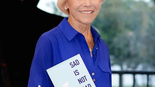 Harriet Vogel with her book, “Sad Is Not Bad: It’s How We Grieve After We’ve Loved.” Vogel met her current love online at age 73—after grieving sufficiently to be open to someone new following the death of her husband. Credit: Courtesy of Harriet Vogel.