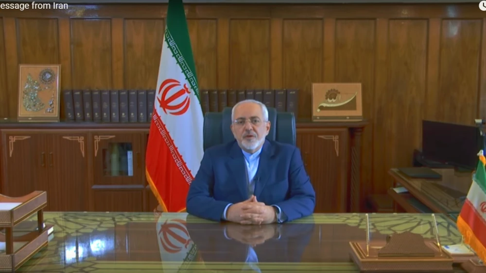 In a YouTube message, Iranian Foreign Minister Mohammad Javad Zarif vows that Iran will not renegotiate the 2015 nuclear deal. Source: Screenshot.