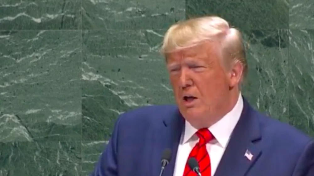 U.S. President Donald Trump addresses the annual U.N. General Assembly in New York on Sept. 24, 2019. Credit: Screenshot.