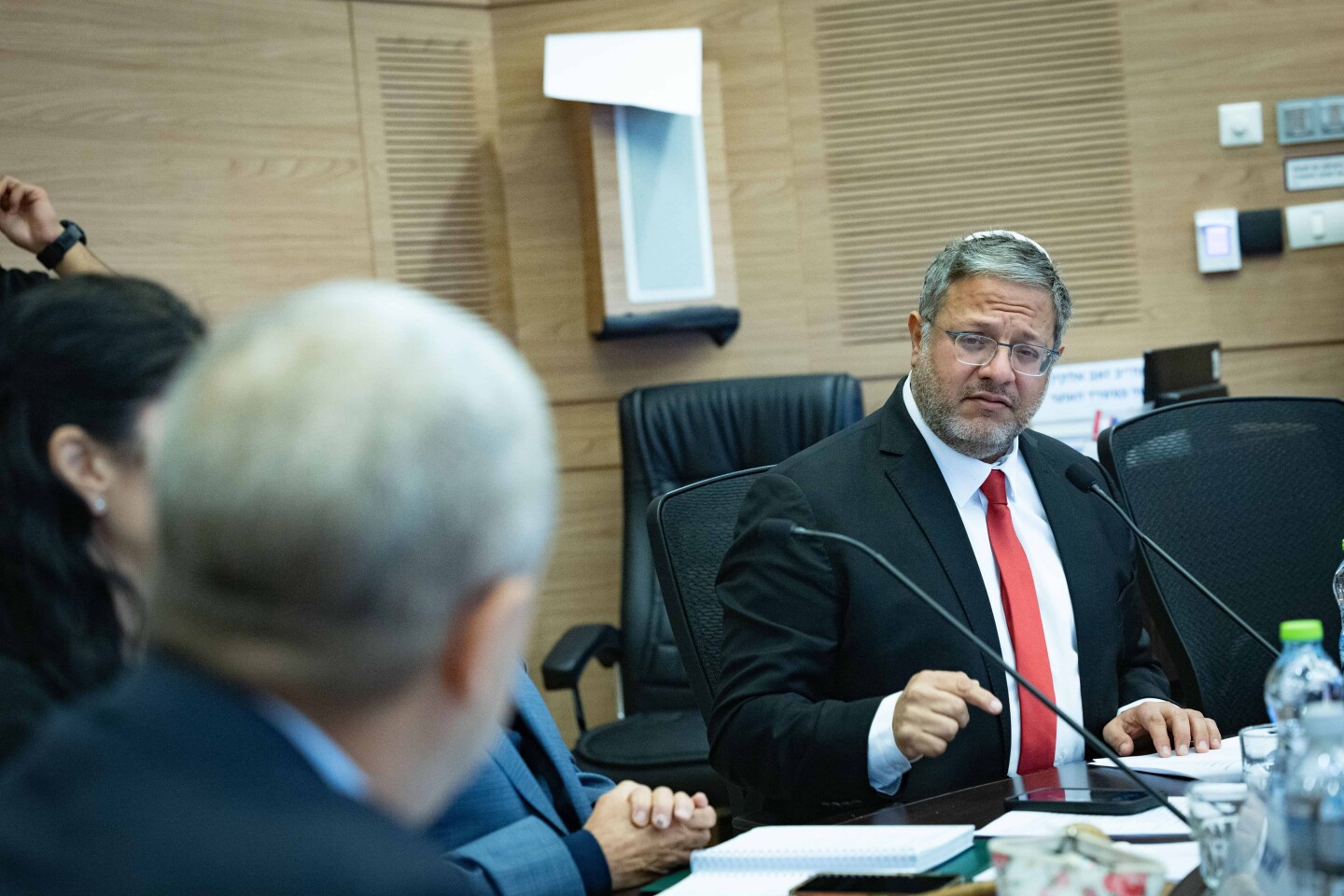 Israeli National Security Minister Itamar Ben-Gvir attends a National Security Committee meeting at the Knesset, the Israeli parliament in Jerusalem, Sept. 28, 2025. Photo by Chaim Goldberg/Flash90.