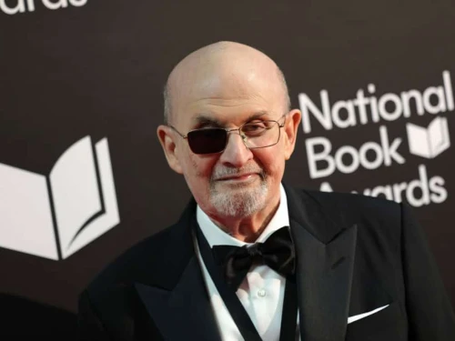 Salman Rushdie attends the 75th National Book Awards at the Cipriani Wall Street event venue in Manhattan on Nov. 20, 2024. Photo by Dimitrios Kambouris/Getty Images.