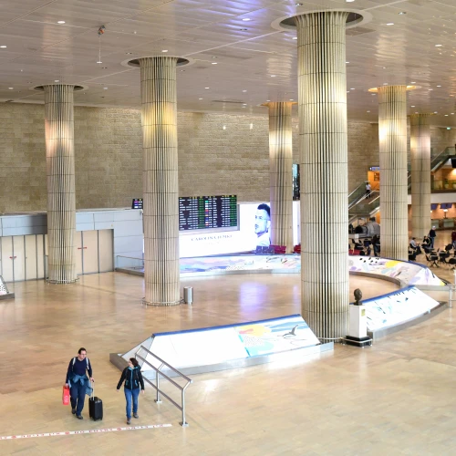The empty arrival hall at Ben-Gurion International Airport on March 11, 2020. Photo by Flash90.