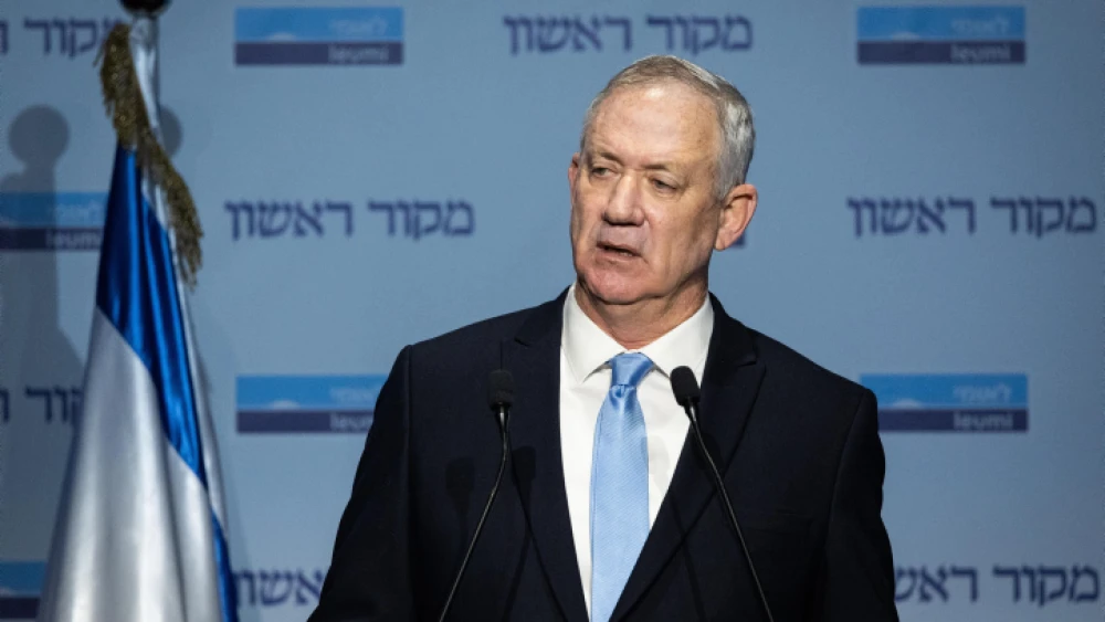 Minister of Defense Benny Gantz speaks at a conference of the Israeli newspaper “Makor Rishon” at the International Convention Center in Jerusalem, Feb. 21, 2022. Photo by Yonatan Sindel/Flash90.