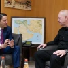 U.S. envoy Amos Hochstein (left) meets with Israeli Defense Minister Yoav Gallant at the Kirya military headquarters in Tel Aviv. Photo by Shachar Yurman/Defense Ministry.