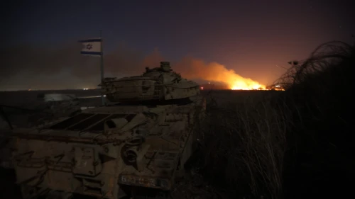 View of a large fire on the Israeli-Syrian border in northern Israel on Oct. 26, 2020. Photo by Maor Kinsbursky/Flash90.