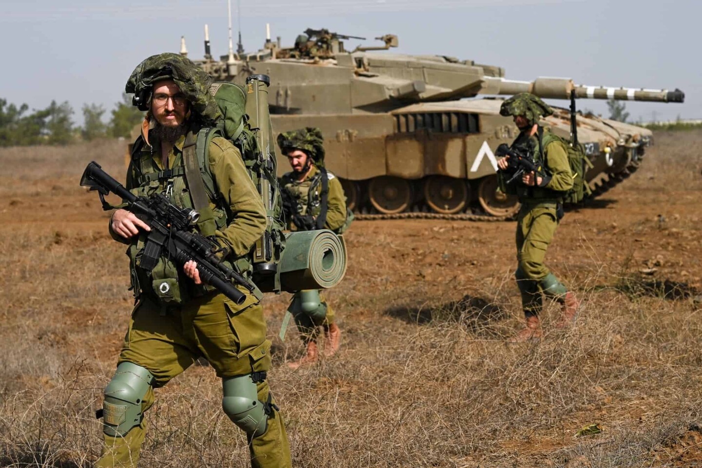 Israel Defense Forces reserve infantry and Merkava tank soldiers train in a military exercise in the Golan Heights on Oct. 23, 2023. Photo by Michael Giladi/Flash90.