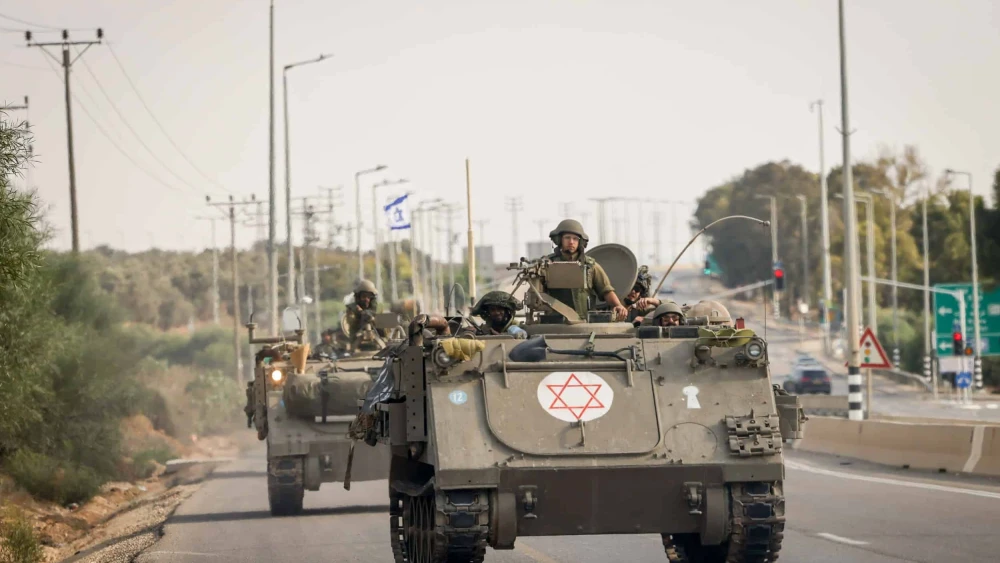 IDF troops not far from the Gaza border on Oct. 16, 2023. Photo by Chaim Goldberg/Flash90.