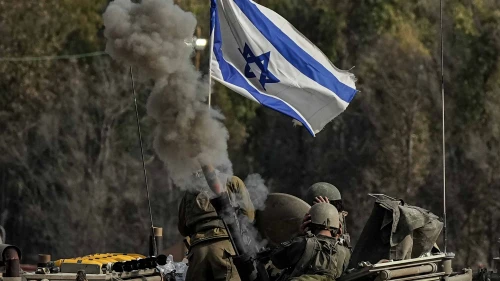 Israeli soldiers fire mortar shells at terror targets in the Gaza Strip, Jan. 3, 2024. Photo by Flash90.