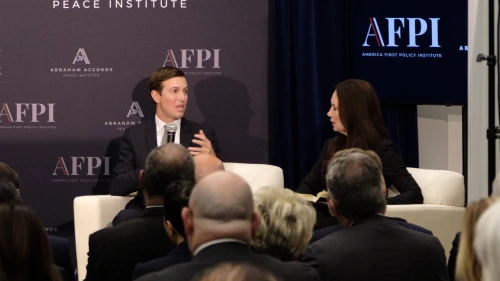 Jared Kushner speaks about how the administration was able to achieve the Abraham Accords, speaking with America First Policy Institute president and CEO Brooke Rollins at an Abraham Accords Second Anniversary event in Washington D.C. on Sept. 12. Photo by Dmitriy Shapiro.