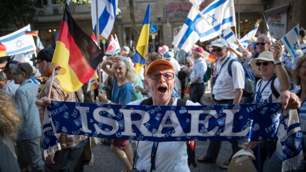 Thousands of Christian Evangelists march at "March of the Nations 2018 " event in center of Jerusalem, May 15, 2018. Photo by Yonatan Sindel/Flash90.