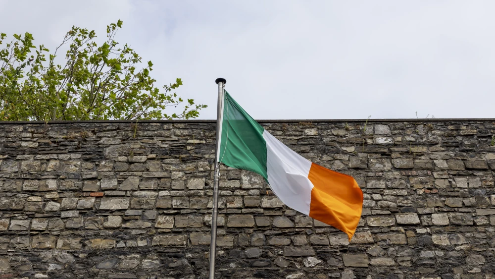 The Irish flag at Kilmainham Gaol Museum in Dublin on Aug. 17, 2024. Photo by Athanasios Gioumpasis/Getty Images.