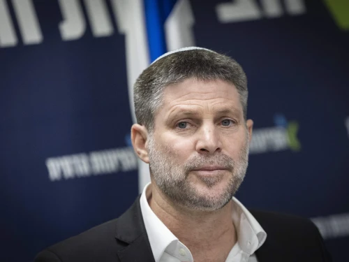 Israeli Finance Minister Bezalel Smotrich leads a faction meeting at the Knesset, the Israeli parliament in Jerusalem, Dec. 1, 2025. Photo by Chaim Goldberg/Flash90.