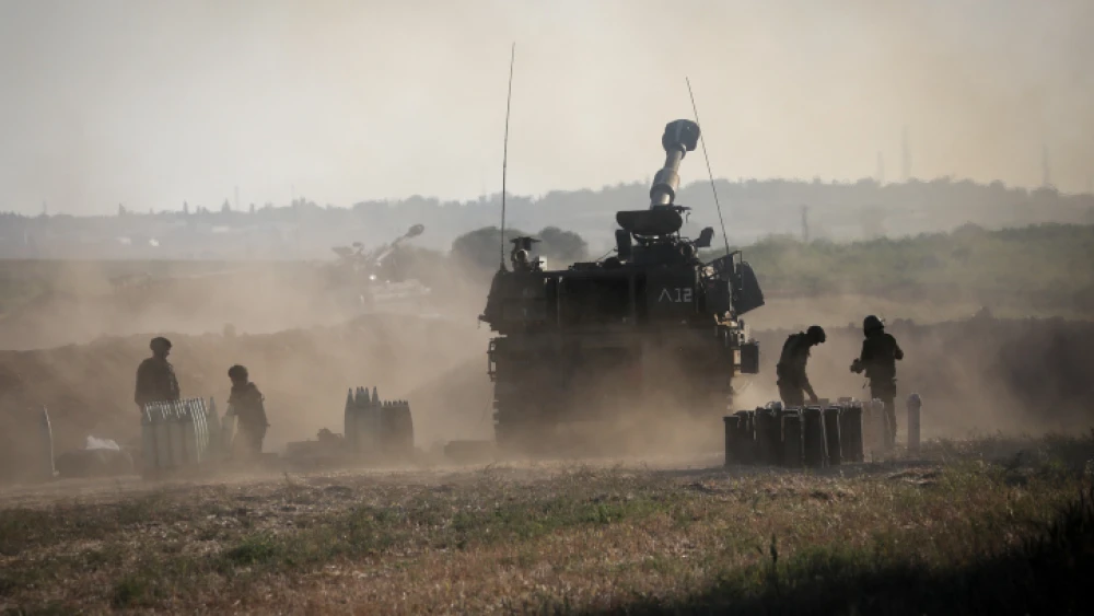 The IDF Artillery Corps fires into the Gaza Strip near the Israeli border on May 19, 2021. Photo by Olivier Fitoussi/Flash90.