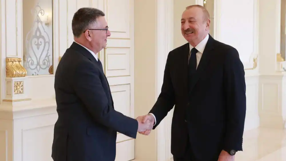 Israeli Foreign Minister Gideon Sa’ar meets with Azerbaijani President Ilham Aliyev in Baku on Jan. 26, 2026, during talks aimed at deepening bilateral cooperation in energy, defense, water, agriculture and tourism. Source: @gidonsaar/X.