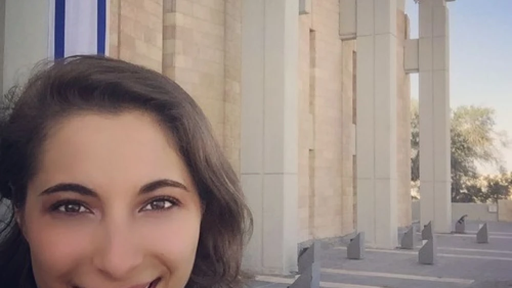Eliana Rudee outside of the Israeli Knesset building. Credit: Courtesy Eliana Rudee.