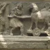 A stone Greco-Buddhist relief depicting the Trojan horse. Credit: Public Domain via Wikimedia Commons.