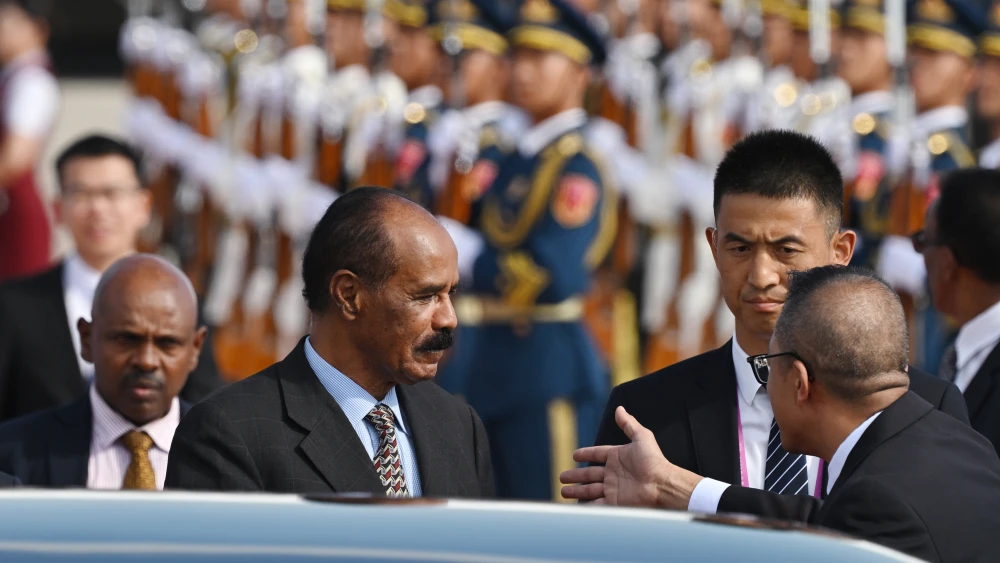 Eritrea President Isaias Afwerki arrives at Beijing Capital Airport ahead of the Forum on China-Africa Cooperation (FOCAC) on Sept. 1, 2024. The forum between the People's Republic of China and most states in Africa is scheduled to be held from Sept. 4-6,2024. Photo by Greg Baker-POOL/Getty Images.