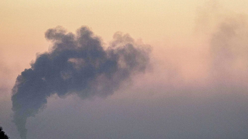 Smoke rises after an Israeli airstrike in the Gaza Strip, as seen from the Israeli side of the border, on Oct. 30, 2023. Photo by Chaim Goldberg/Flash90.