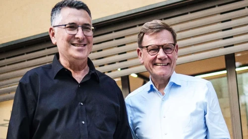 Israeli Foreign Minister Gideon Sa’ar (left) hosts German Foreign Minister Johann Wadephul in Tel Aviv on Nov. 1, 2025. Source: @gidonsaar/X.