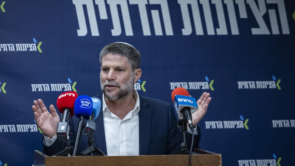 Israeli Finance Minister Bezalel Smotrich leads a meeting of his Religious Zionism Party faction at the Knesset in Jerusalem, July 6, 2026. Photo by Oren Ben Hakoon/Flash90.