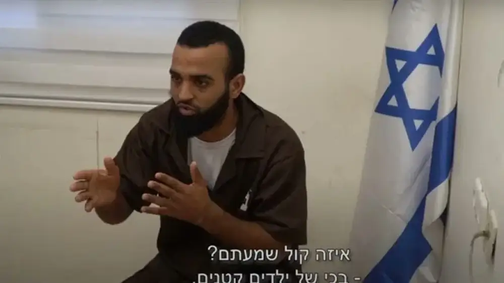 Hamas operative Omar Sami Marzuk Abu Rusha during a Shin Bet interrogation. Credit: Israel Security Agency.