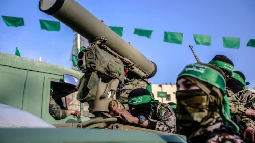 Hamas members attend a rally in Beit Lahiya in the Gaza Strip. Credit: Atia Mohammed/Flash90.