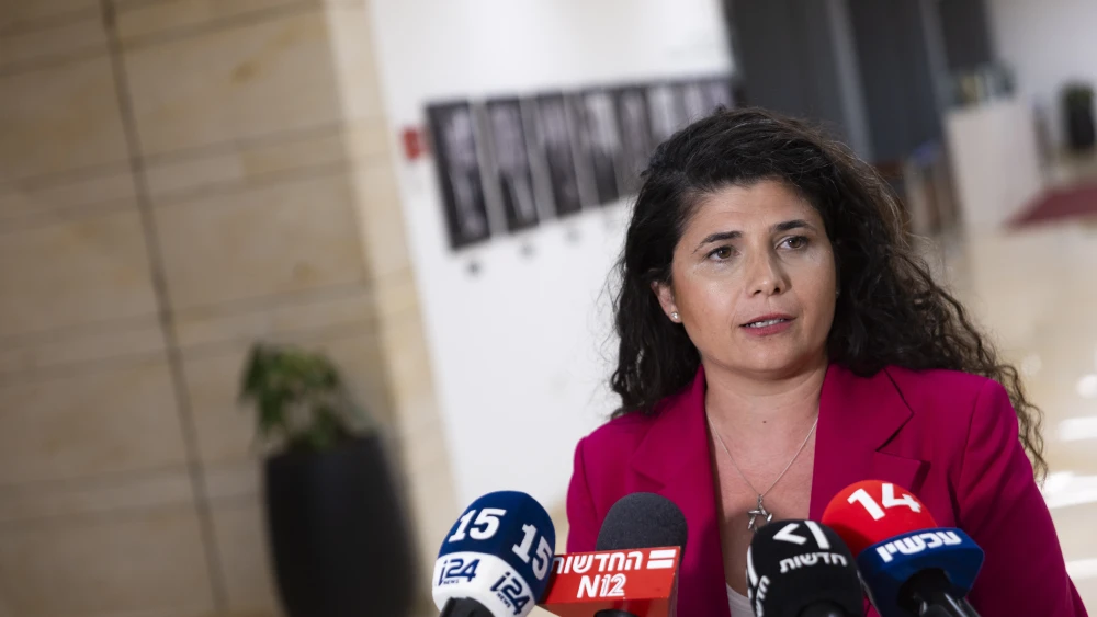 MK Sharren Haskel announces her resignation as deputy foreign minister, speaking at the Knesset in Jerusalem on July 14, 2026. Photo by Chaim Goldberg/Flash90.