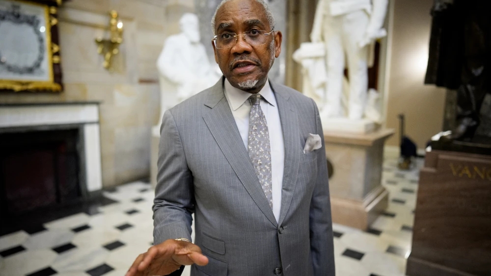 Rep. Gregory Meeks (D-N.Y.) speaks to members of the media at the U.S. Capitol Building in Washington, D.C. on May 21, 2026. Photo by Andrew Harnik/Getty Images.