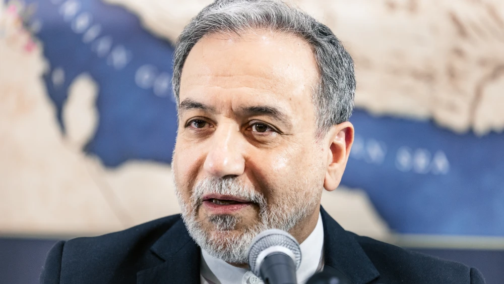 Iranian Foreign Minister Abbas Araghchi attends a press conference at the Iranian Embassy in New Delhi, May 15, 2026. Photo by Elke Scholiers/Getty Images.
