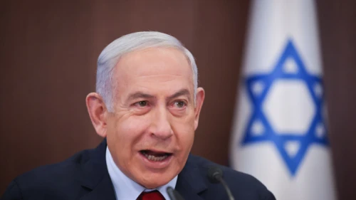 Prime Minister Benjamin Netanyahu leads a Cabinet meeting in Jerusalem, May 14, 2023. Photo by Yonatan Sindel/Flash90.