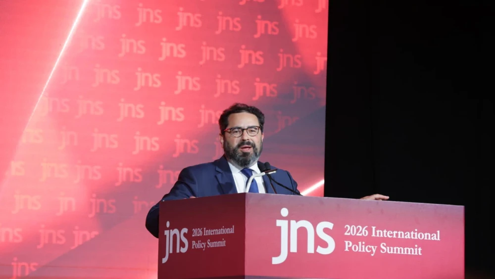 UN Watch executive director Hillel Neuer speaks at the JNS second annual International Policy Summit in Jerusalem on June 22, 2026. Credit: JNS.