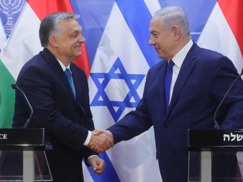 Israeli Prime Minister Benjamin Netanyahu holds a joint press conference with Hungarian Prime Minister Viktor Orban, at the Prime Minister's Office in Jerusalem, on July 19, 2018. Photo by Marc Israel Sellem/Pool.