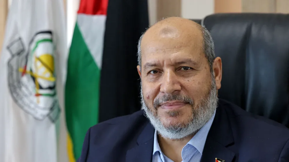 Senior Hamas terrorist Khalil al-Hayya during an interview with AFP at his office in Gaza City, April 21, 2021. Photo by Emmanuel Dunand/AFP via Getty Images.